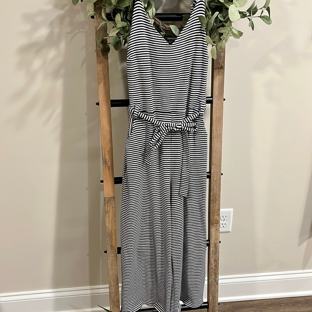 Monteau navy blue & cream romper